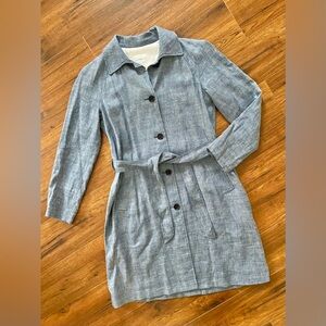 New w tags Club Monaco lined Chambray Tymber Trench Coat Jacket Sz Med